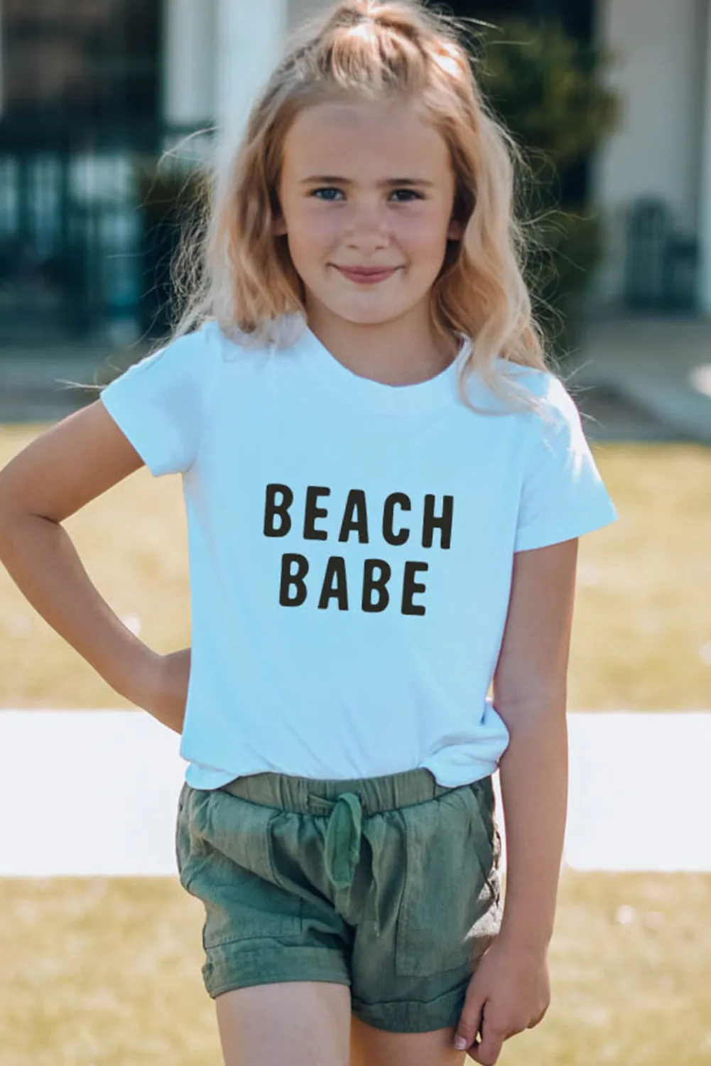 White Parent-child BEACH BABE Short Sleeve Girl's T Shirt