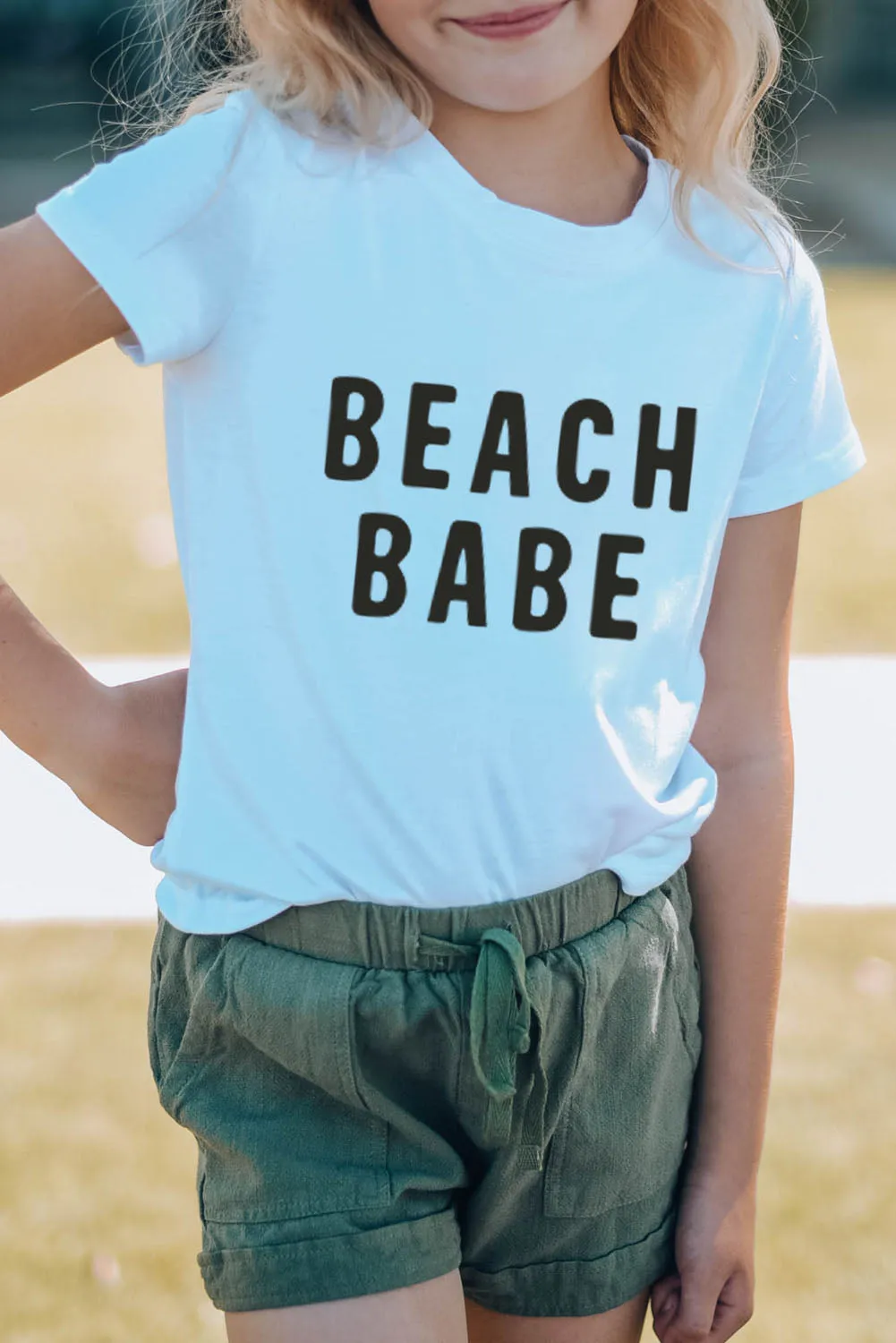 White Parent-child BEACH BABE Short Sleeve Girl's T Shirt