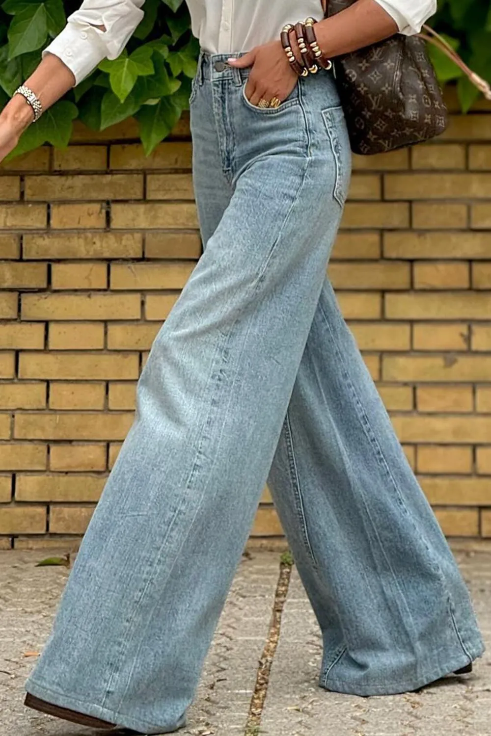 Wide Leg Jeans with Pockets | Poundton