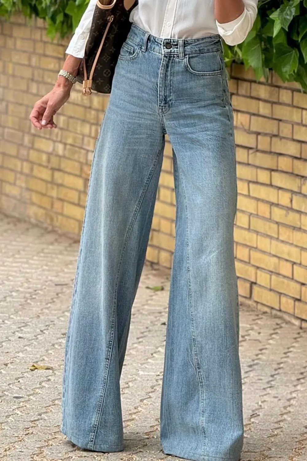 Wide Leg Jeans with Pockets | Poundton