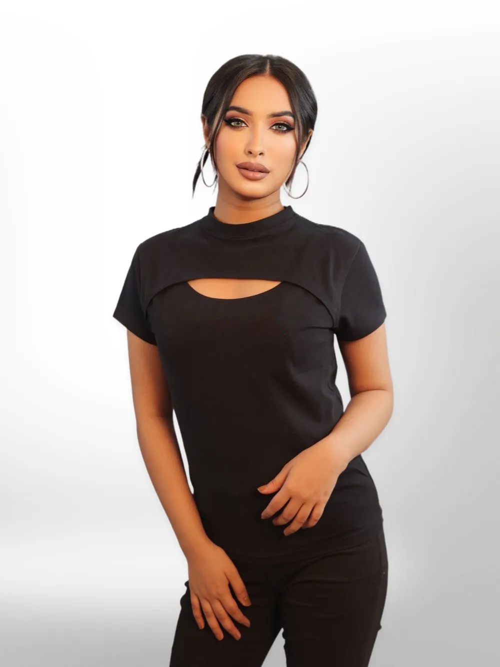 Women Cut Out Tops Half Sleeve