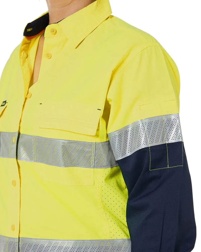 Womens X Airflow Hi Vis Taped Stretch Ripstop Shirt * - Yellow/Navy