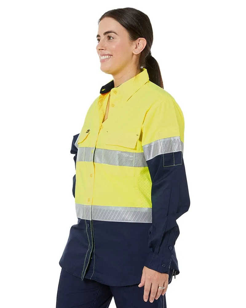 Womens X Airflow Hi Vis Taped Stretch Ripstop Shirt * - Yellow/Navy