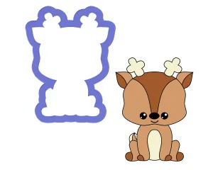 Woodland Reindeer Sitting Cookie Cutter
