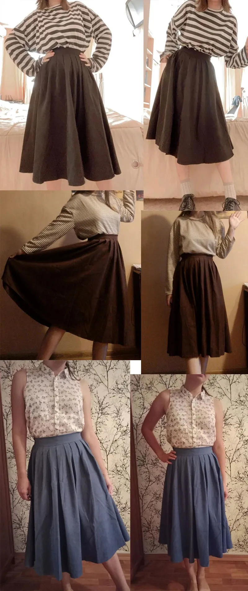 Xpqbb Korean Style Women's Midi Skirt 2022 Autumn High-Waisted Corduroy Long Skirt Women College Style Pleated A-Line Skirts